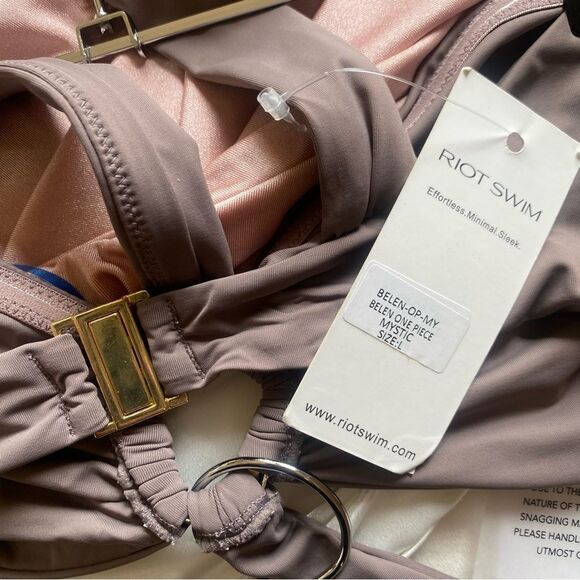 NWT Riot Swim Belen One Piece Mystic taupe gray monokini swimsuit Revolve L - Picture 8 of 10